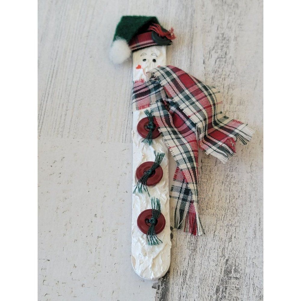 Snowman handmade‎ plaid scarf magnet Xmas decor